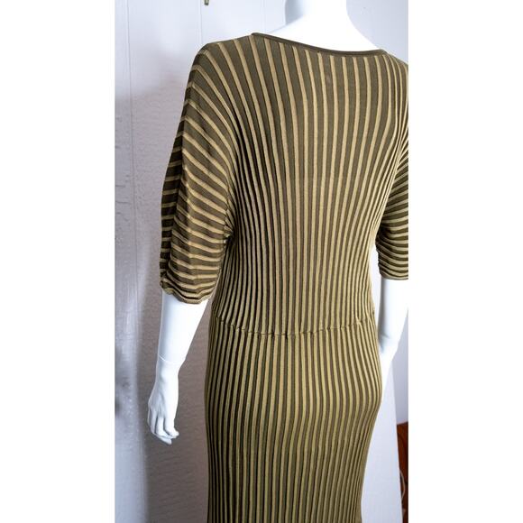 & OTHER STORIES Batwing Dolman Sleeve Gold Ribbed Stretch Midi Dress SMALL - Picture 4 of 12